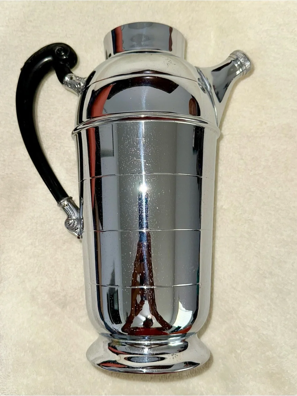 Vtg 1930s Farber Bros Krome Kraft Cocktail Shaker AS IS Missing Top Lid Pitcher